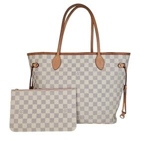 Louis Vuitton Damier Azur Neverfull MM Pink Ballerine Tote